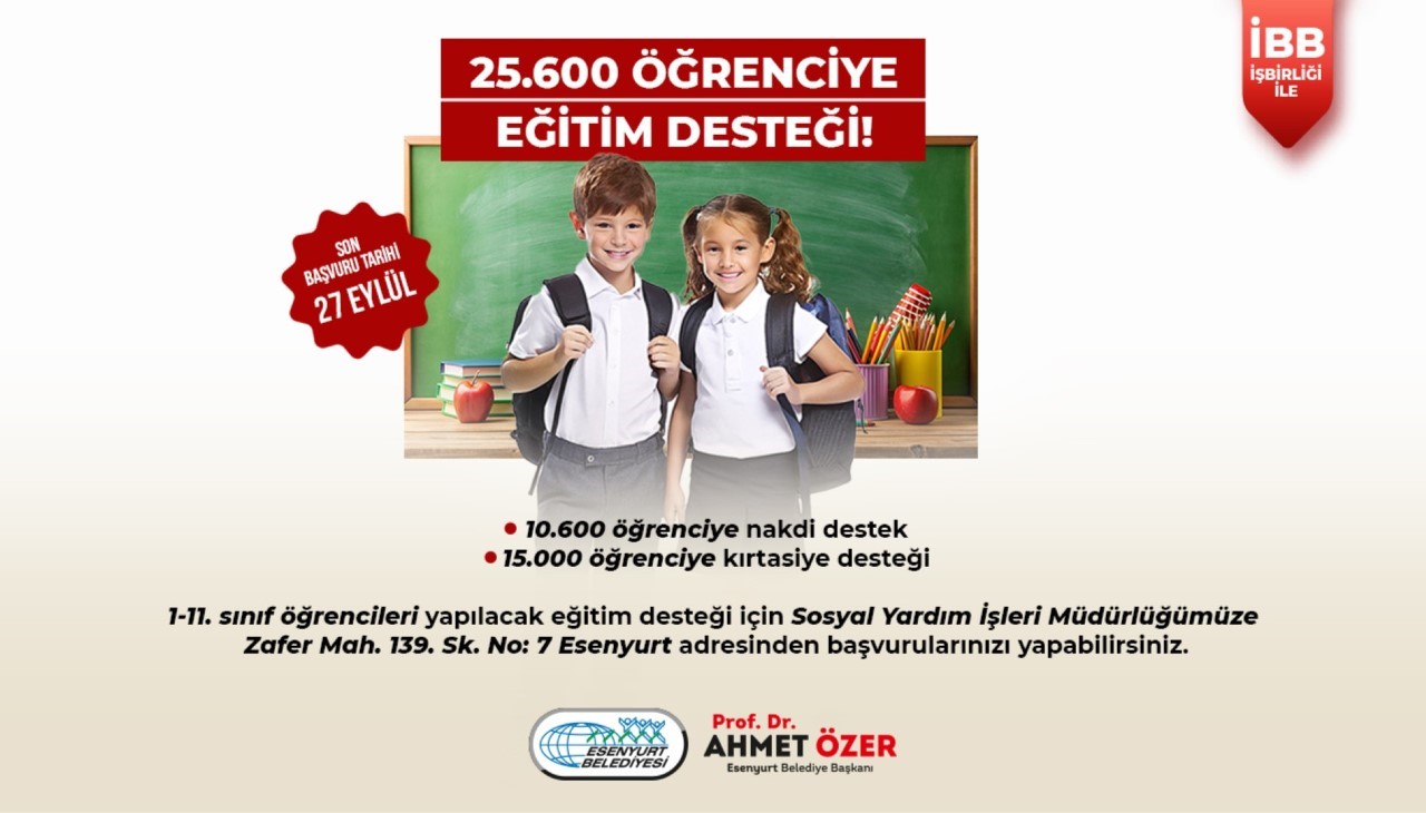 25.600 Öğrenciye Eğitim Desteği