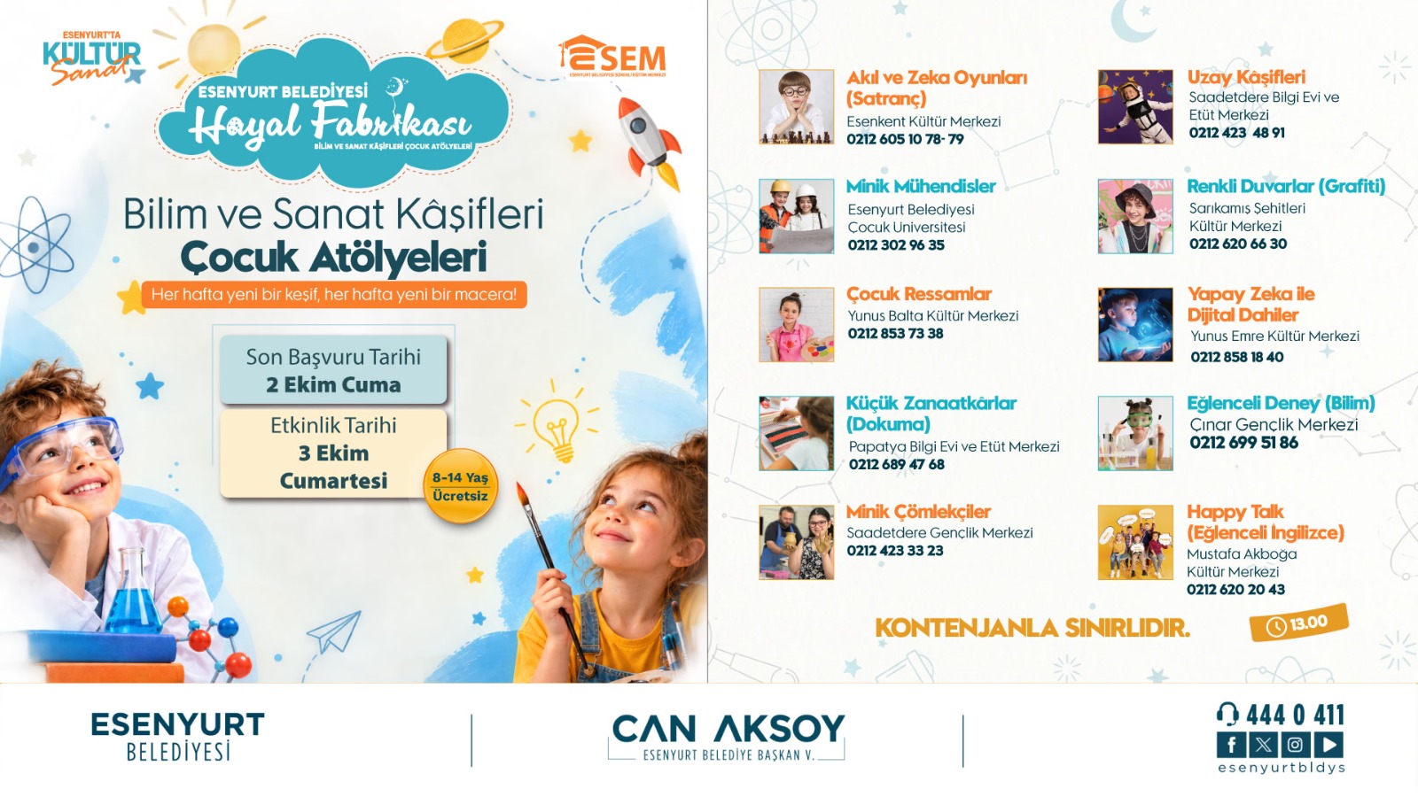 Esenyurt Belediyesi Hayal Fabrikası Bilim ve Sanat Kâşifleri Çocuk Atölyeleri