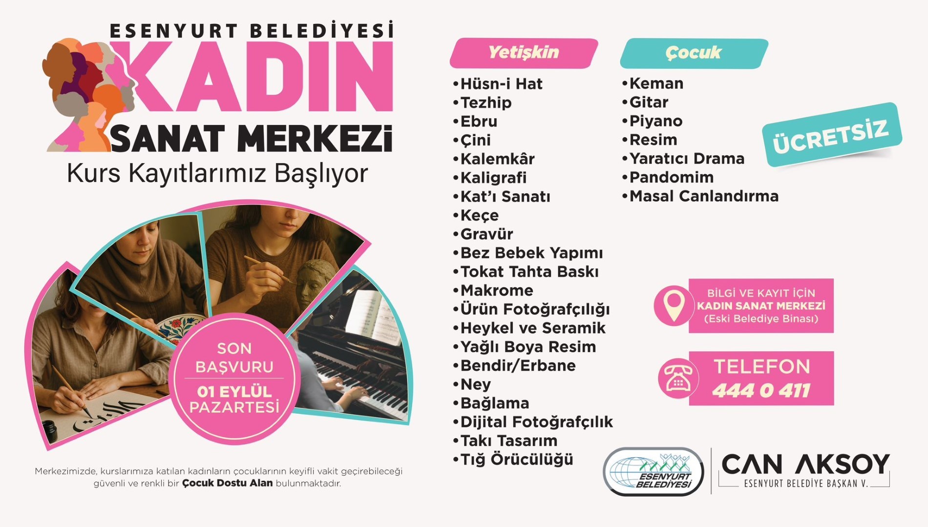 Kadın Sanat Merkezi Kurs Kayıtlarımız Başlıyor