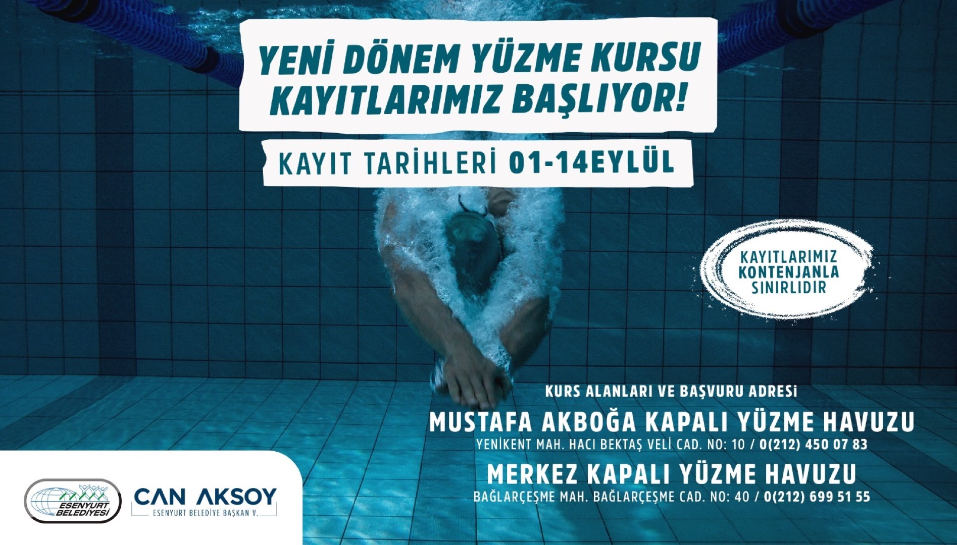 YENİ DÖNEM YÜZME KURSU KAYITLARIMIZ BAŞLIYOR!