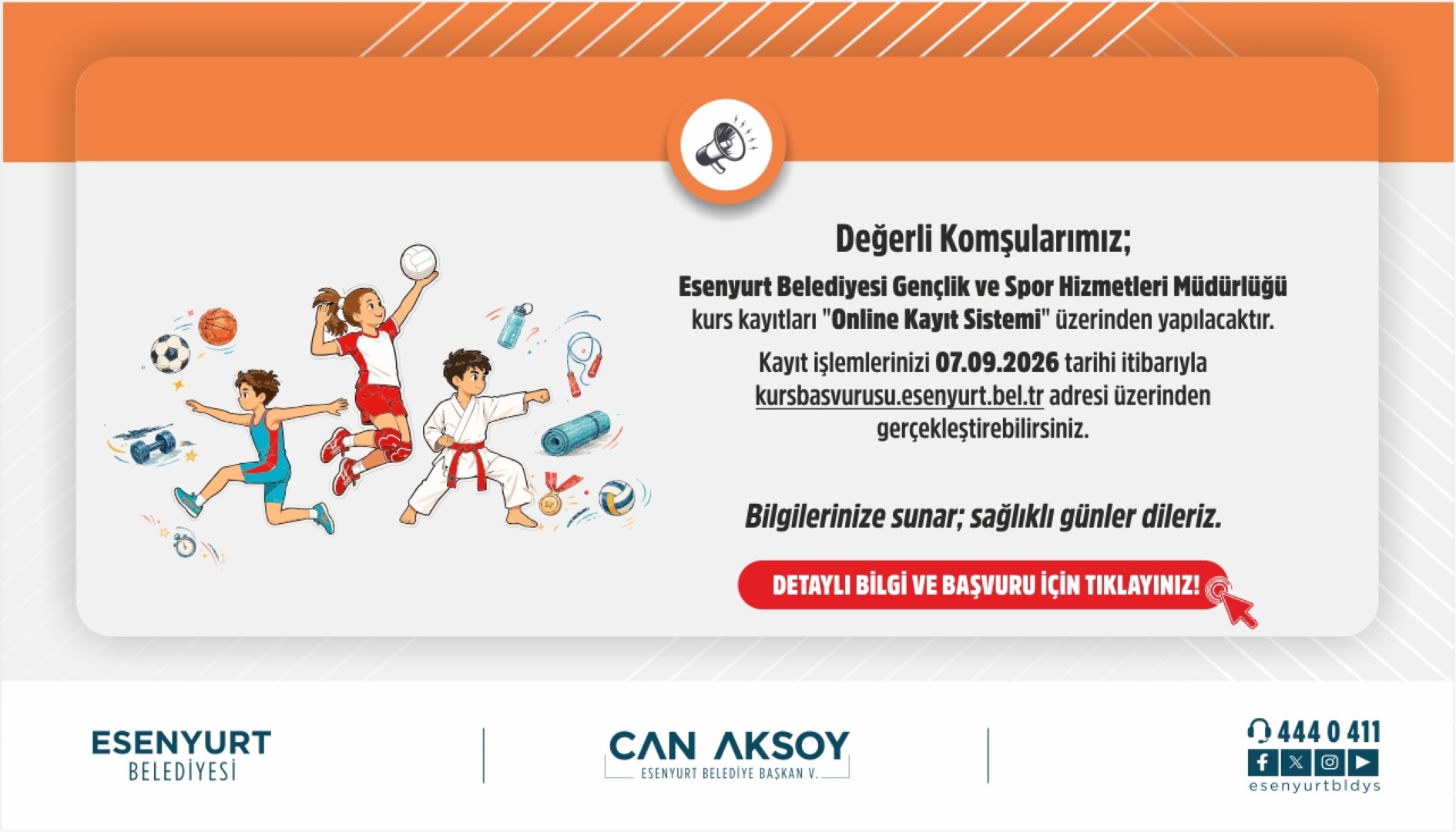 Esenyurt Belediyesi Gençlik ve Spor Hizmetleri Müdürlüğü Kurs Kayıtları 