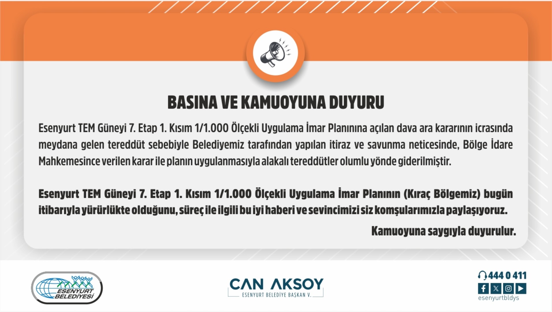 Basın ve Kamu Oyuna Duyuru
